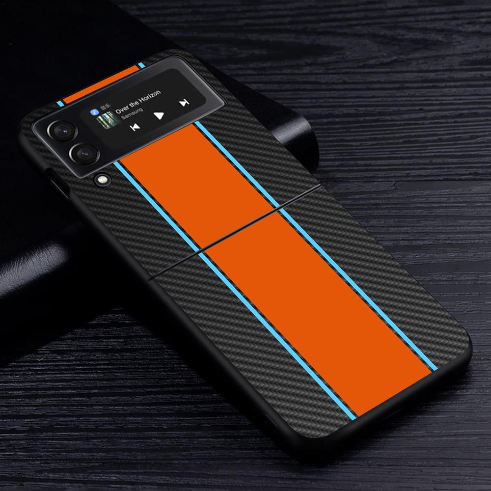Чехол для мобильного телефона Samsung Galaxy Z Flip4 Flip3 5G черный чехол Z Flip 3 жесткий ПК роскошный чехол Zflip3 Funda Capa Car Carbon Fibre