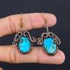 Tibetan Turquoise Earrings Gemstone Jewelry, 999 Copper Wire Wrapped Handmade Earrings, Latest Design Jewelry