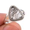 Natural Black Rutile Gemstone 925 Solid Sterling Silver Jewelry Ring S.8.5 I9h10