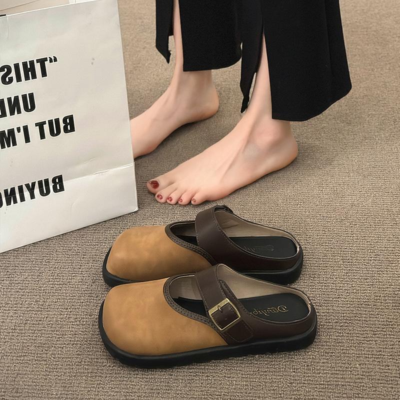 Slippers Women's Spring and Summer Outer Wear 2025 New Half-tray Women's Shoes Platform Bag Head Half-slippers Sandals