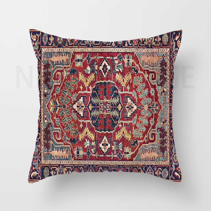 Red Moroccan Ethnic Short Plush Pillowcase Living Room Bedroom Sofa Cushion Cover Home Decor 40x40 45x45 50x50 60x60