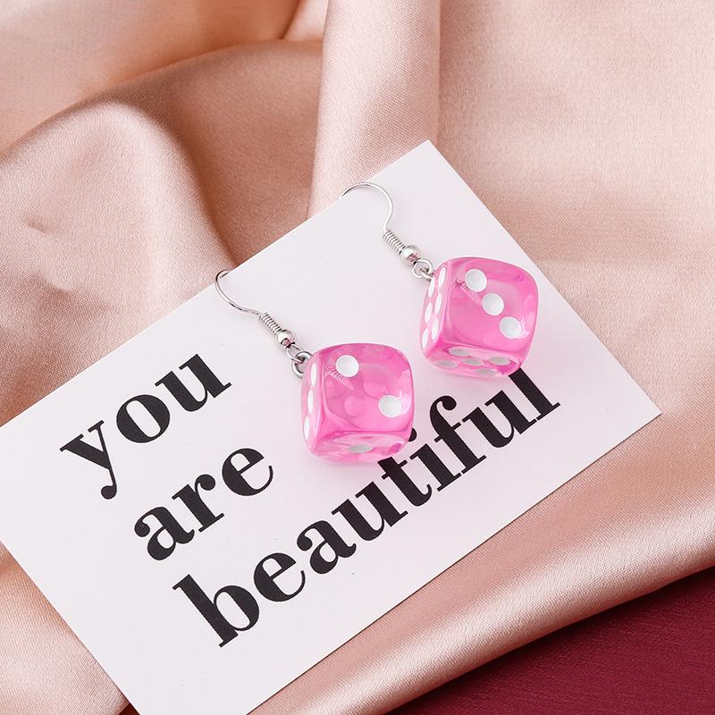 Ручная работа Мультяшные 3D Смоляные Кубики Серьги-подвески Кисточка Казино Конфетный цвет Личность Веселые Циркон для Женщин Женский Подарок
