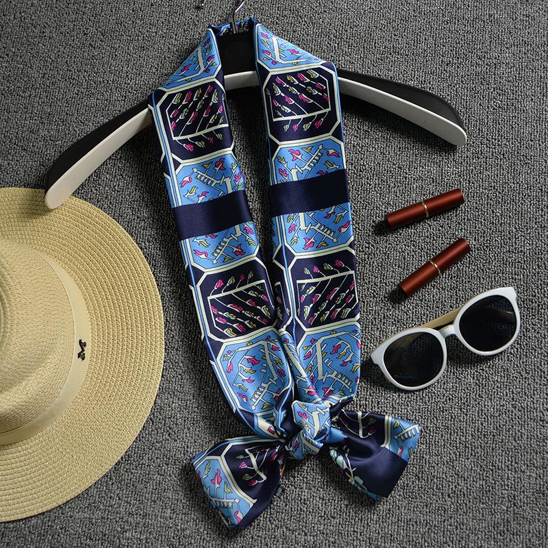 Versatile Small Silk Scarf, Autumn And Winter Ol Women'S Double-Layer Satin Surface Small Scarf, Long Scarf Versatile Scarf