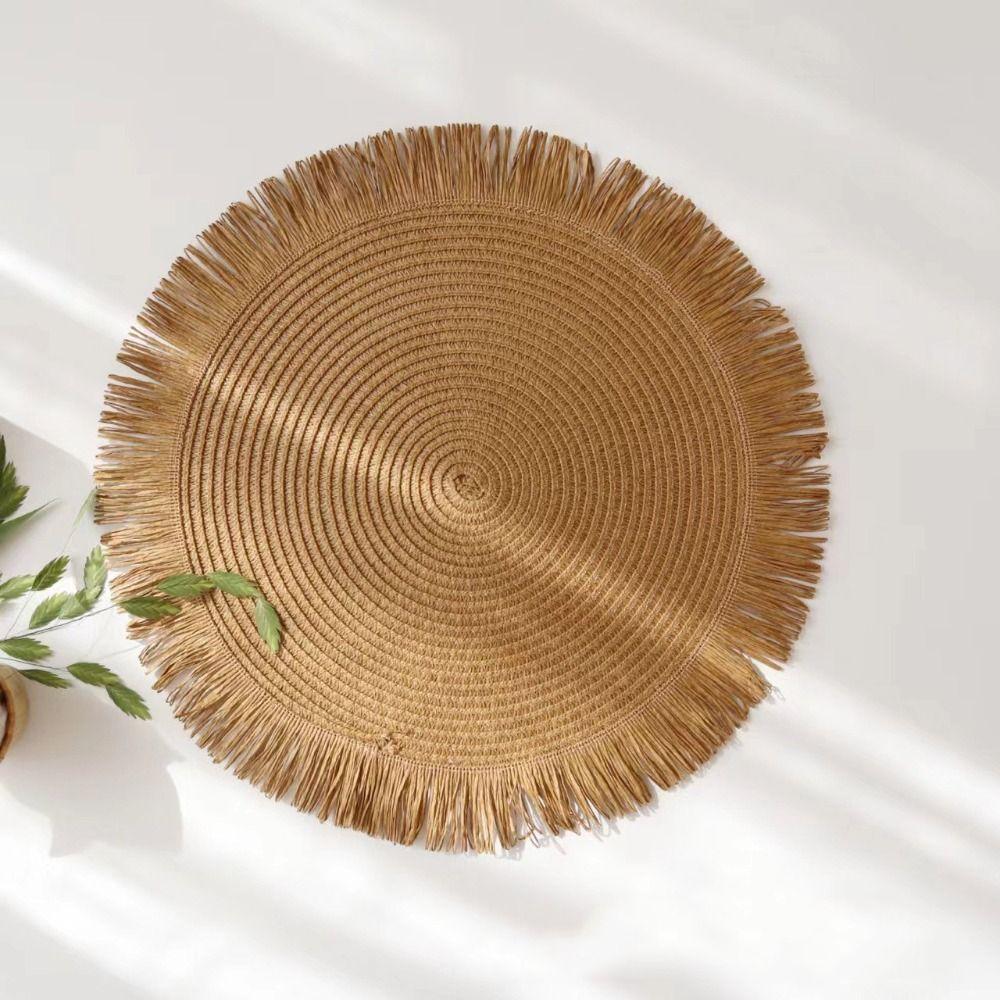 Paper Heat Resistant Place Mat with Tassel Bowl Mat Kitchen Accessories Braided Placemat  Kitchen