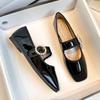 Fashion Luxury Pearl Buckle Mary Janes Woman Square Toe Shiny Ballerinas Ladies Lolita Shoes Brides Wedding Ballets Flats Loafers Femme