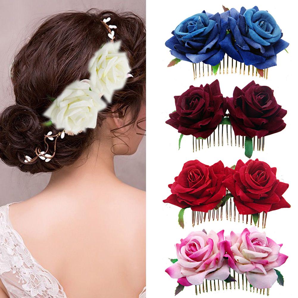 Rose Hairpin Bridesmaid Wedding Women Hair Accessory Bridal Flower Hair Comb