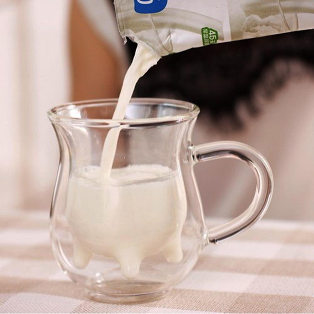 Симпатичная стеклянная чашка для молока с двойным остеклением. Выдувная кофейная чашка ручной работы. Инновационные кружки для кофе и чая. Стакан 250 мл.
