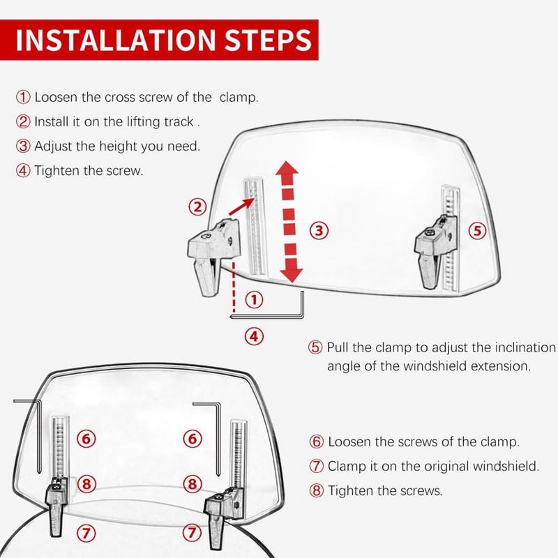 Motorcycle Windscreen Extension Motorbike Wind Deflector Motorcycle Air Deflector Windscreen Extender For Most Motorcycle