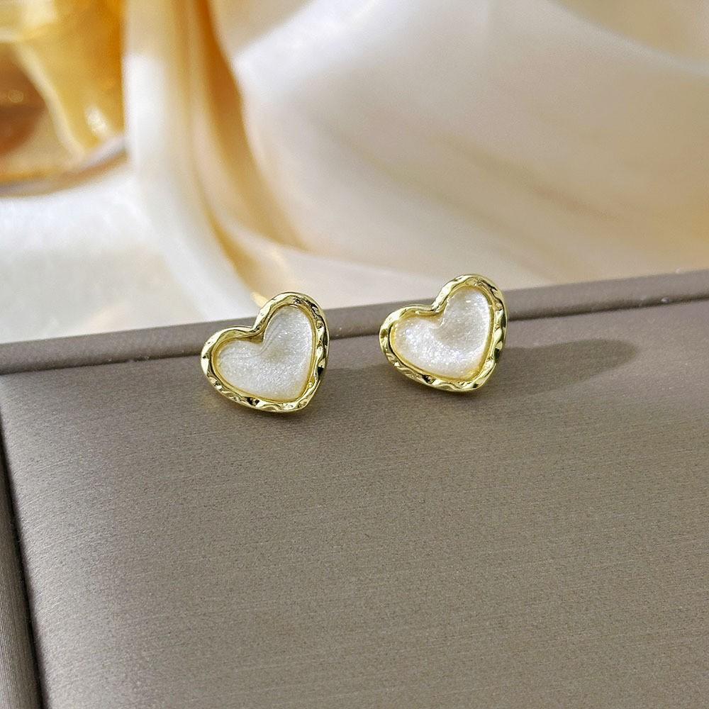 Silver Needle Dream Starry Sky Love Stud Earrings Royal Blue Small Exquisite Temperament Earrings Peach Heart High-end Earrings