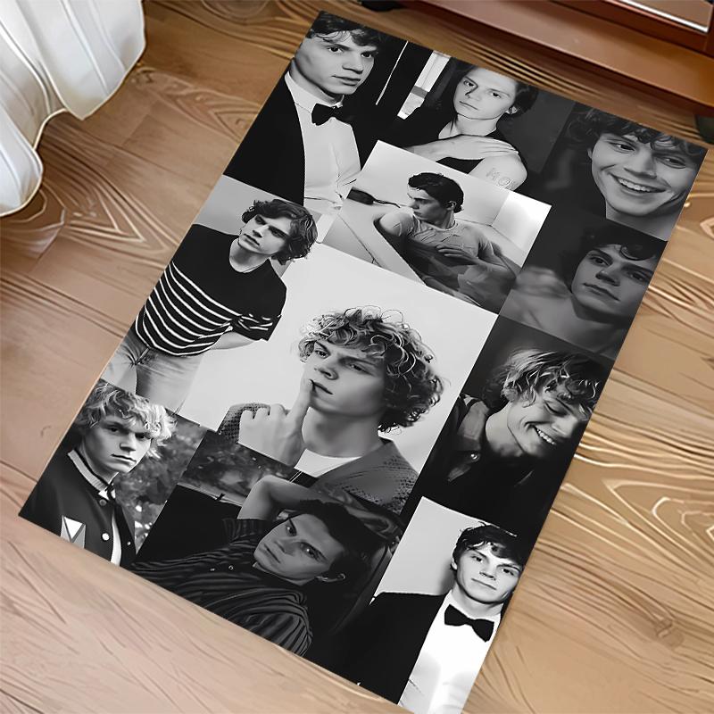 1pc Evan Peters3 Print Area Rug - Soft, Washable Non-Slip Indoor Mat for Office Chairs, Living Room, Home Office Decorative Rug