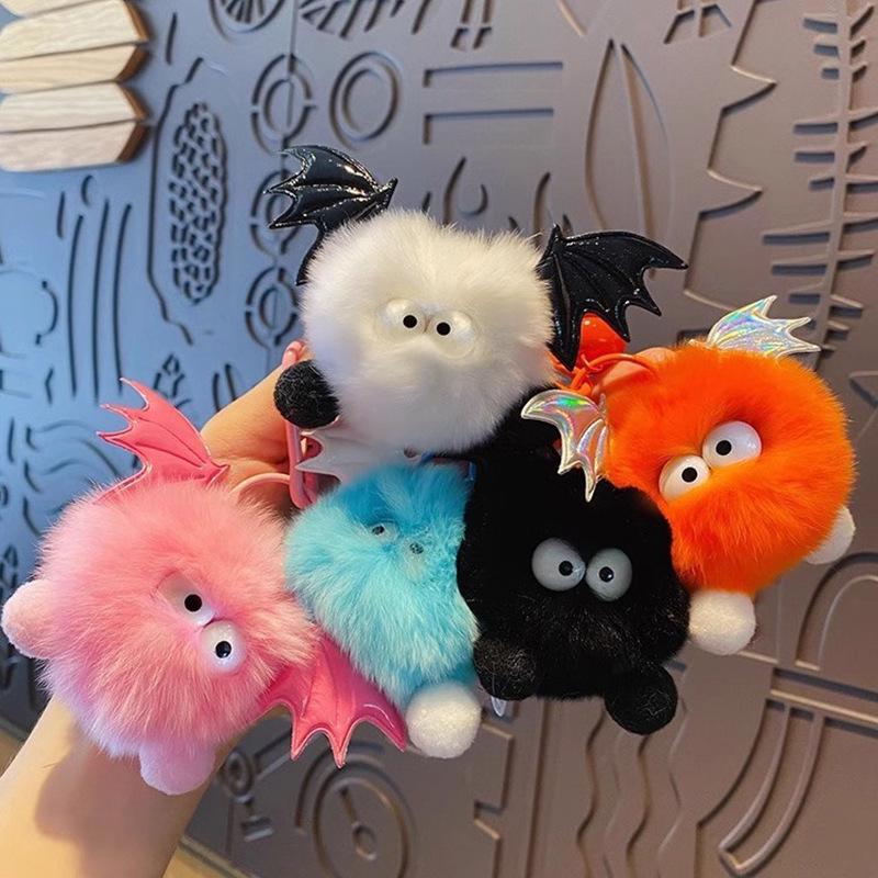 Cross-Border Plush Little Devil Soot Ball Faux Rex Rabbit Fur Pendant Keychain/Backpack Charm