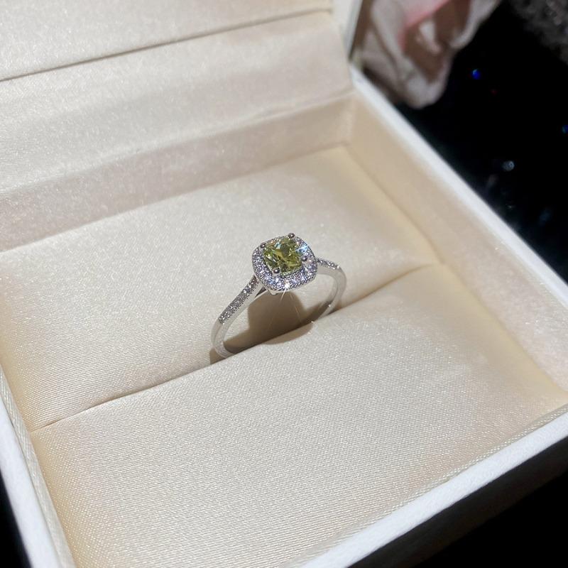 Cold wind zircon square open ring niche high-end index finger ring light luxury temperament jewelry women