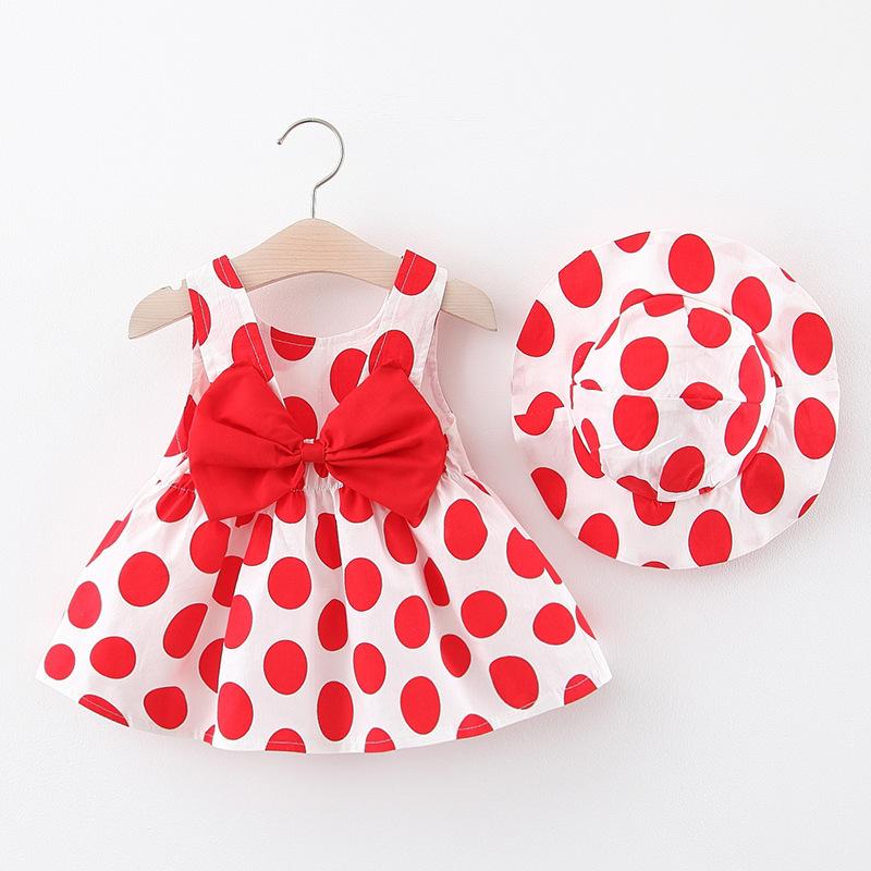 Children's Strawberry Print Dress Girl's Dress with Hat