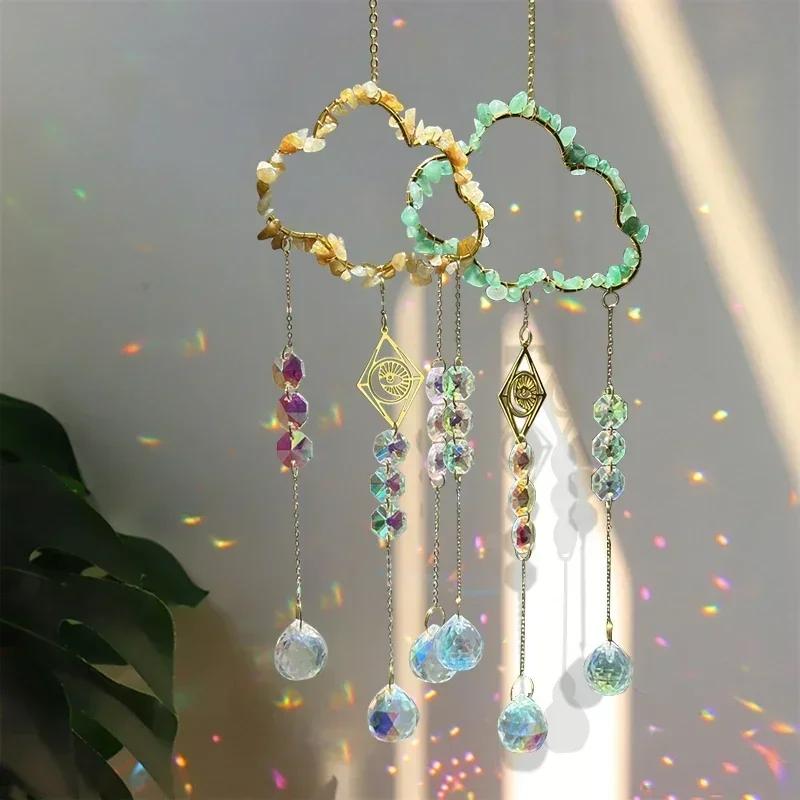 New Crystal Sun Catcher Cloud Window Wind Chime Hanging Rainbow Prism Pendant Jewelry Home Garden Decoration Festival Gifts