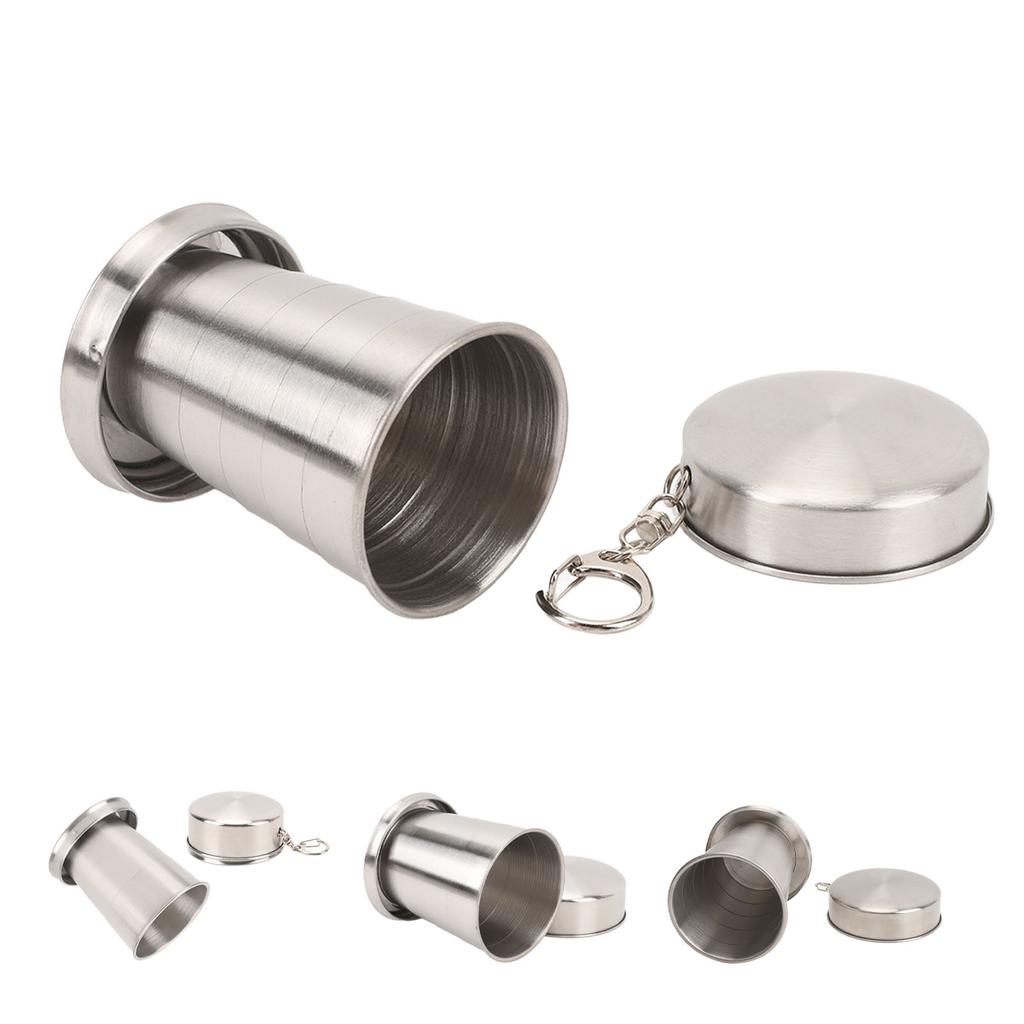 Stainless Steel Collapsible Cup Outdoor Travel Camping Portable Folding Cup with Keychain for Picnic