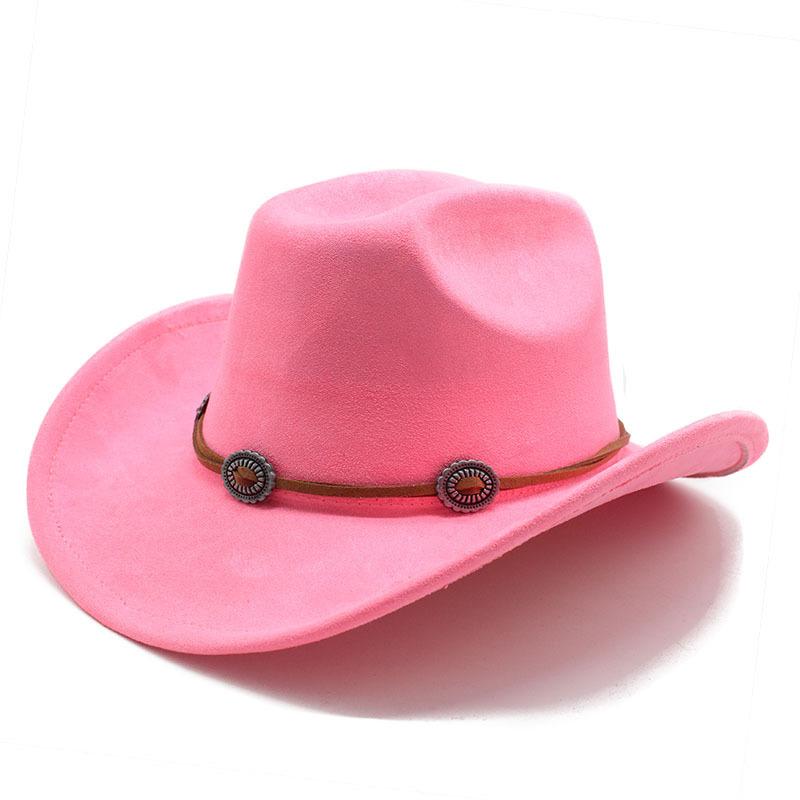 Ethnic Style Suede Western Cowboy Hat Woolen Jazz Top Hat Men And Women'S Ethnic Style Autumn And Winter Felt Hat Big Eaves Hat