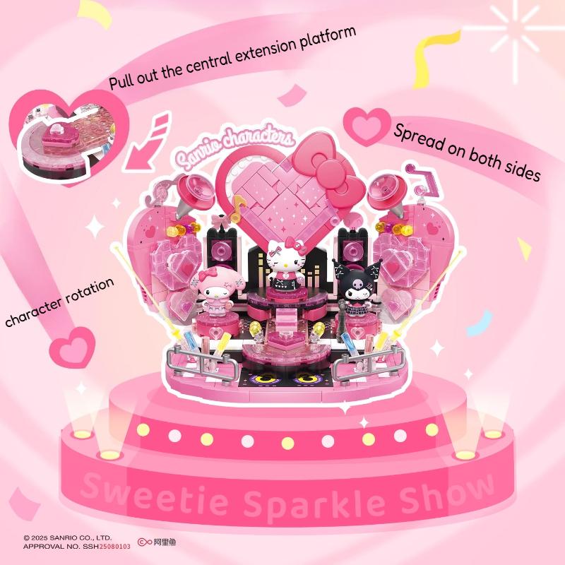 Areax Строительные Блоки Новая Sanrio Любимая Сияющая Сцена Архитектура Игрушки Украшение Коллекция Конструктор Подарок для Девочки
