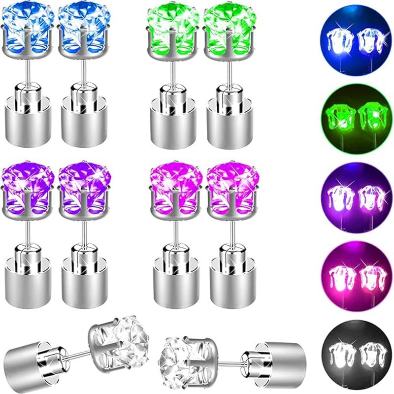 LED Bling Earrings Dance Disco Valentine's Day Gifts Fashion Jewelry Blinking Ear Stud Pink Led Earrings For Women Light Studs