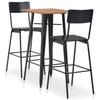 VidaXL Bar Furniture 3 Pcs Steel Black