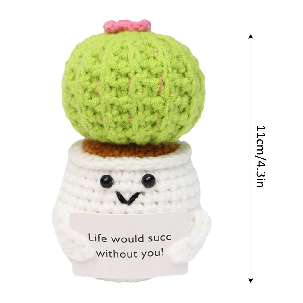 Positive Crochet Animals Mini Emotional Support Crochet Decor Cartoon Funny Cute Encouragement Knitted Doll Toy Decoration