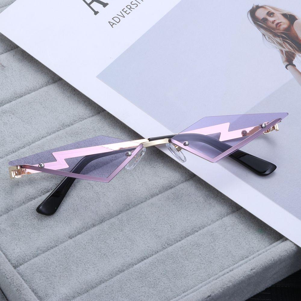 Ladies Eyewear UV400 True Film Lens Diamond Shape Fashion Women Sunglasses Rimless Sun Glasses