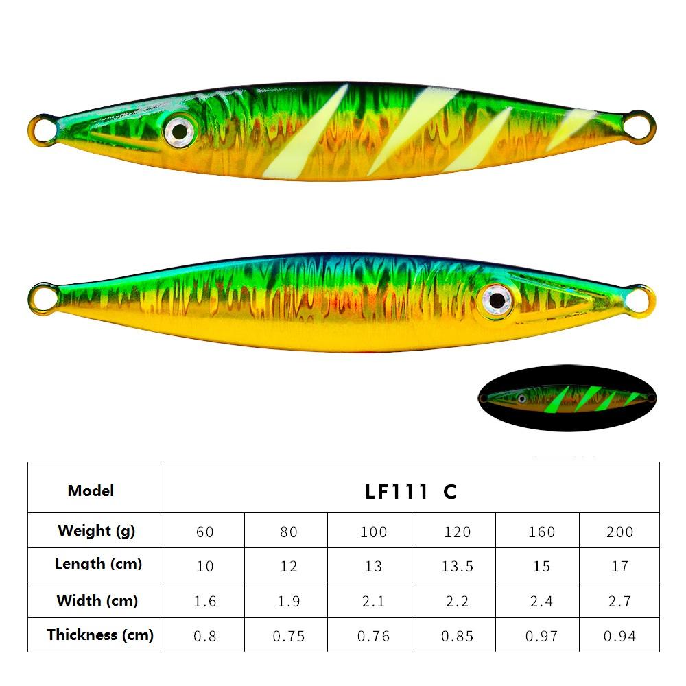 Iron Plate Lure Bait Luminous Sea Fishing for Lead Fish Long-range Throwing Fast Sinking Metal Hard Bait Ship Fishing Bait Simulated False Bait