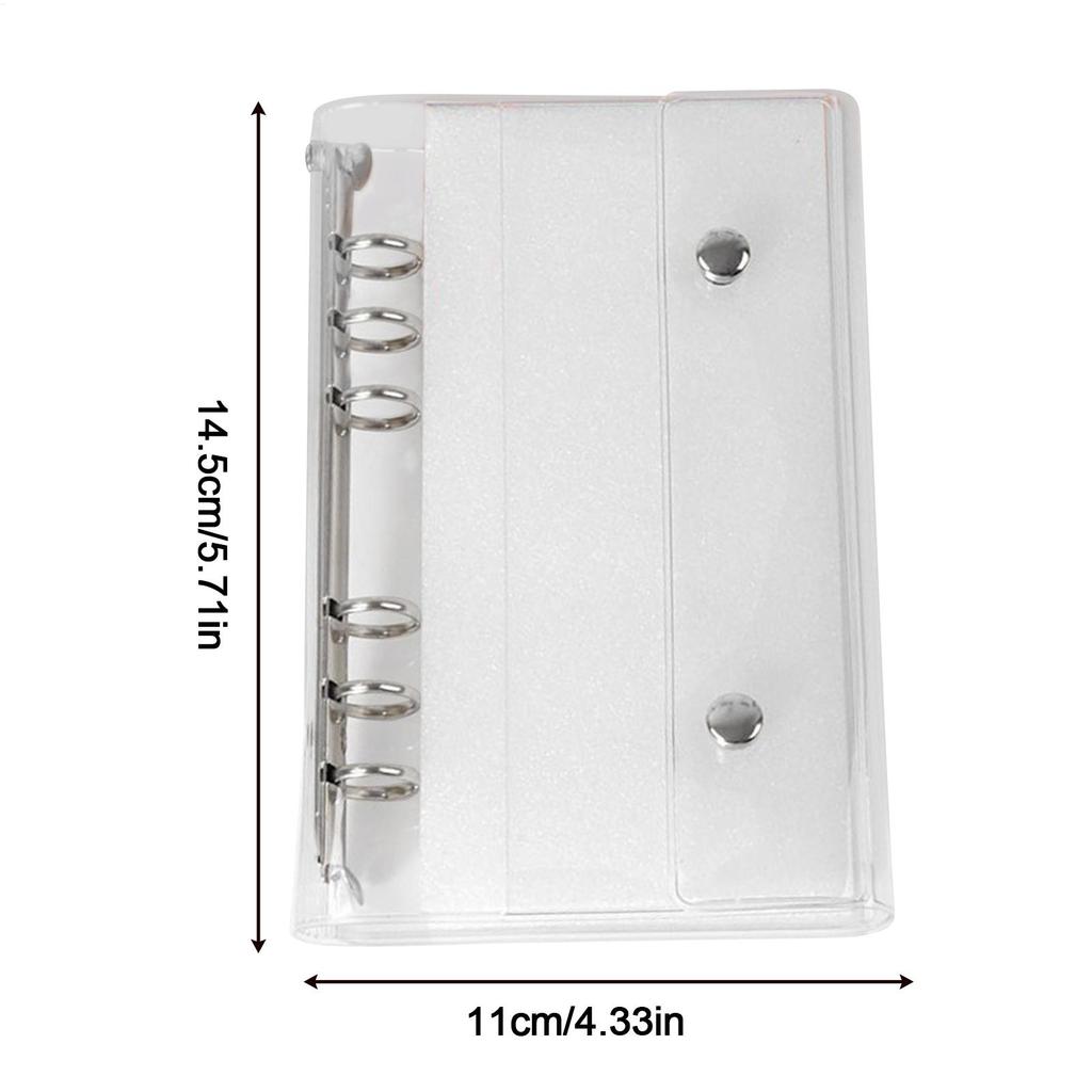 A6/A7 Clear Binder Covers 6-Ring Transparent PVC Budget Binder for Document Photo Ticket Expense Planner Cover Loose Leaf Folder