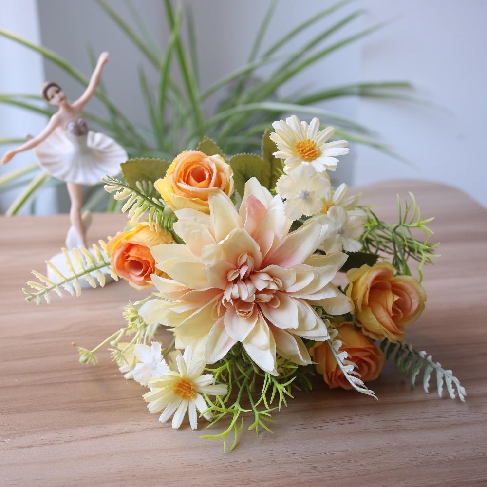 Шелковый материал Дизайн шелковых георгин и гортензий Искусственные шелковые цветы Декор для вечеринки, свадьбы, дома