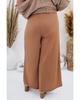 Azura Exchange Brown Ribbed Wide Leg Plus Pants with Frill Waist