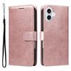 For iPhone 17 Leather Wallet Case with Strap Solid Color Phone Stand Cover