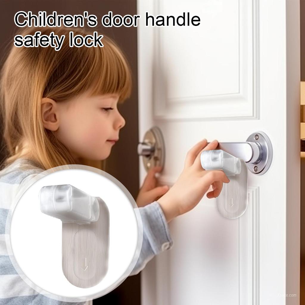 Child Safety Door Handle Lock No Drilling Required Adjustable Security Lock for Cabinets Drawers and Doors Easy Installation and Durable Material