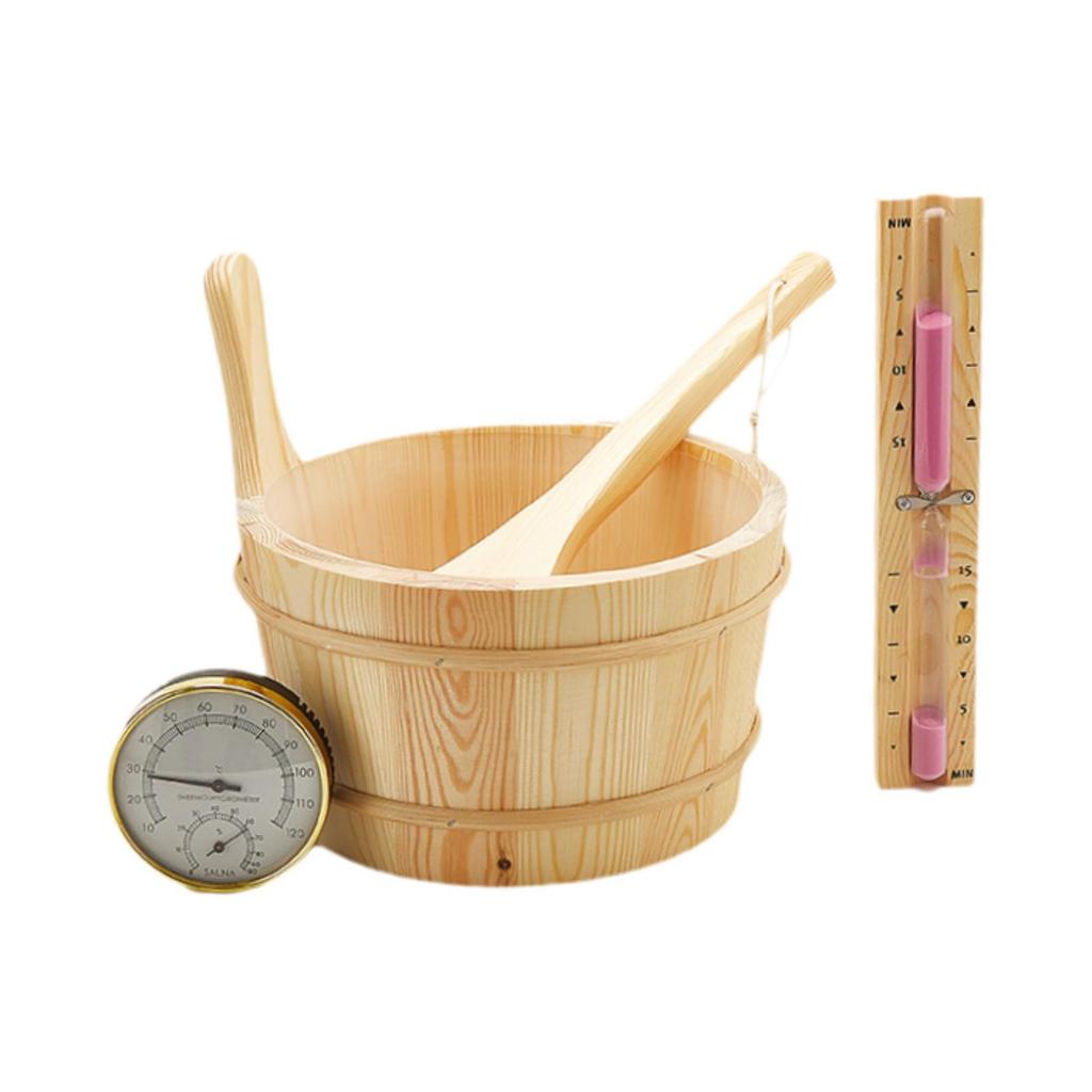 Wooden Sauna Bucket and Ladle,SPA Steaming,Bathroom Tool,Large Capacity,Sauna Barrel,Bath