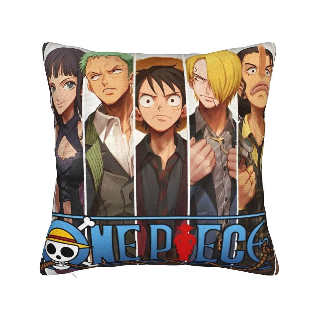 Luffy Anime Skull Square Pillow Case Cushion Cover Funny Zipper Decorative Pillowcover for Sofa cm