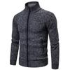 Men's Solid Colour Long Sleeve Casual Stand Up Collar Knitted Cardigan Coat