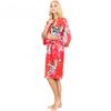 Women's Japanese-style Kimono Pajamas Short-sleeved Women's Printed Peacock Long Nightgown Simulation Silk Bathrobe