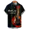 Men's Music Guitar Print Shirts Rock Hip Hop 2023 Men's Clothing Short Sleeve Beach Shirt Outdoor Street Social Vintage Shirt