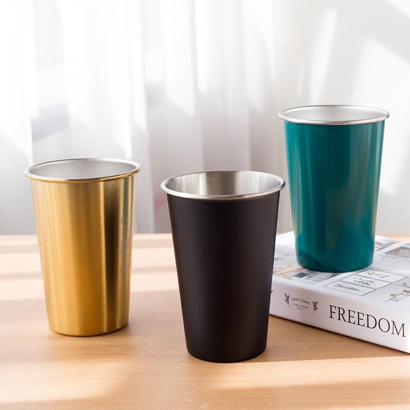 3 Styles Stainless Steel Beer Milk Mugs for Tea Coffee Cold Drink Cups Portable Juice Drinking Tumbler Household Bar Accessories