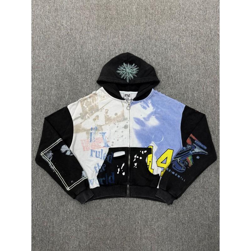 Vale Valley American High Street Hoodie Vintage Washed Loose Fit Graphic Print Sweatshirt Women