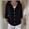 Women's Solid Color Button Knit Hooded Sweater Cardigan Jacket For Autumn Winter Casual Fashionable Women's Clothing Pulls Femmes
