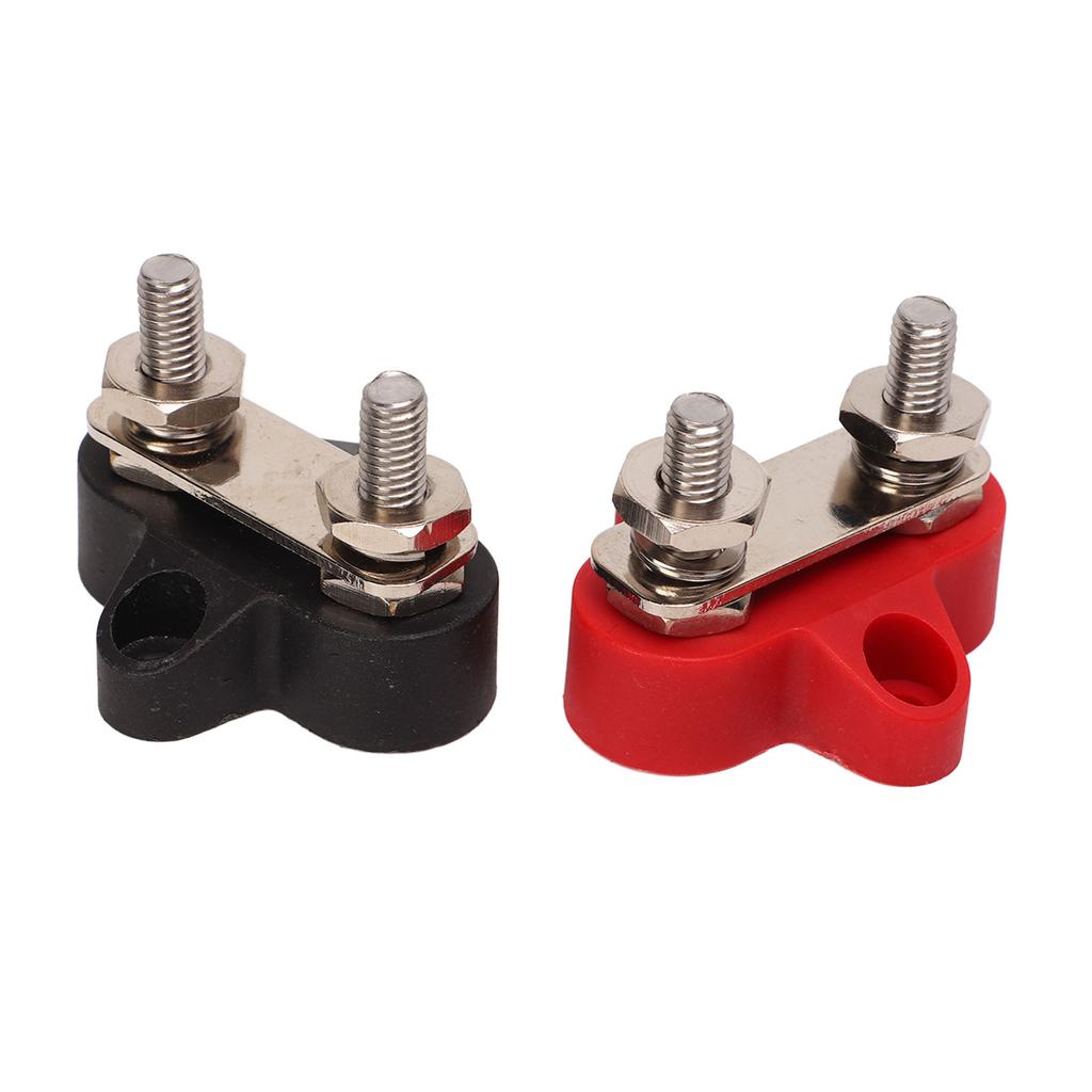 1 Pair 48V Battery Power Stud Stainless Steel Post Bus Bar Terminal Block for Truck RV Boat 1 4in