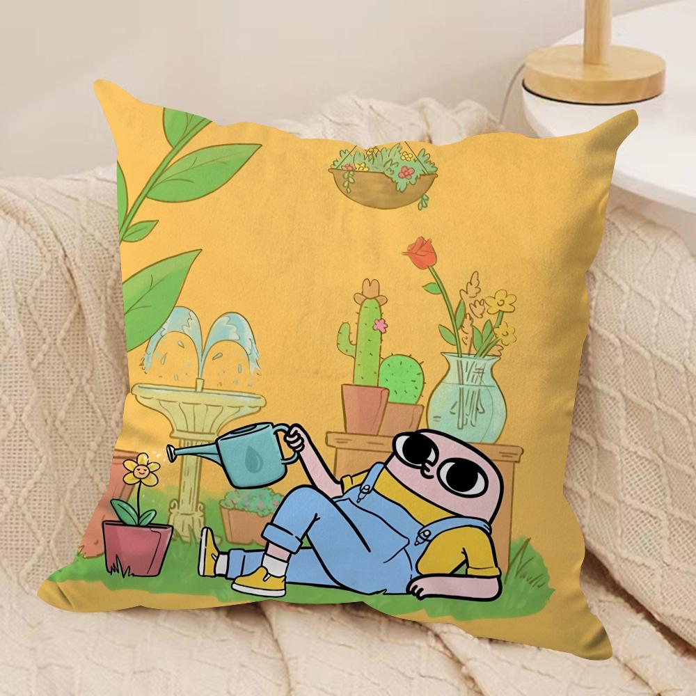 FUNNY Cartoon KKETNIPZ Cushion Cover Silky Short Plush Invisible Zipper Dustproof Sofa Pillow Case for Home Decor