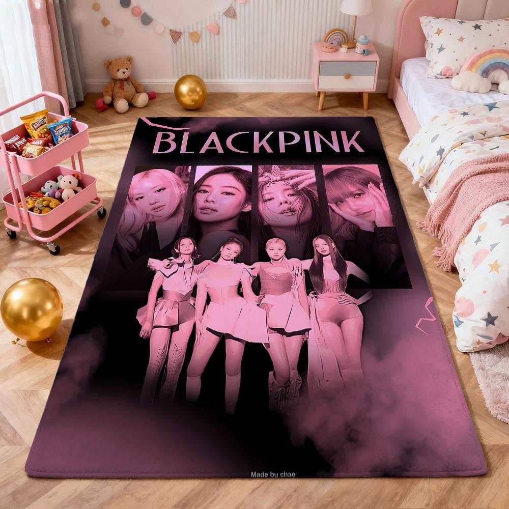 Kpop Blackpink Mysterious Pink Aura Rectangular Rug Absorbent Nonslip Carpet For Living Room Bedroom Office Home Party Decor Holiday Gift