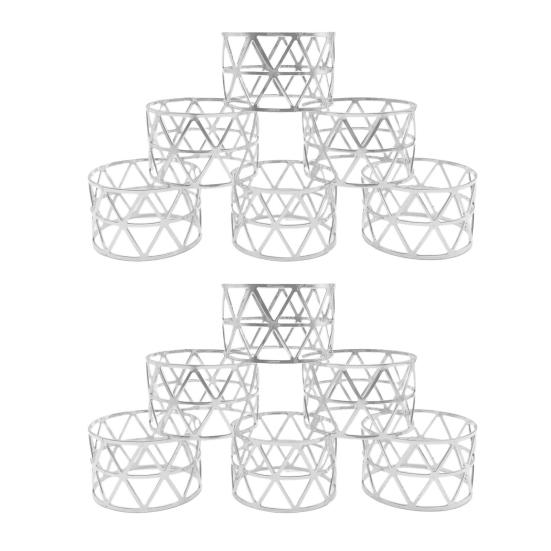 6/12Pcs Golden Napkin Rings Metal Hollow Triangle Circle Design Napkin Holders Buckles Family Dinner Wedding Party Table Decoration