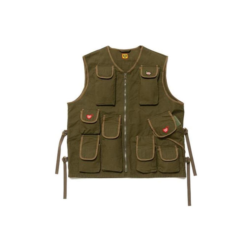 HUMAN MADE Vests Men's Brown V-neck Moderate Workwear HM22JK001