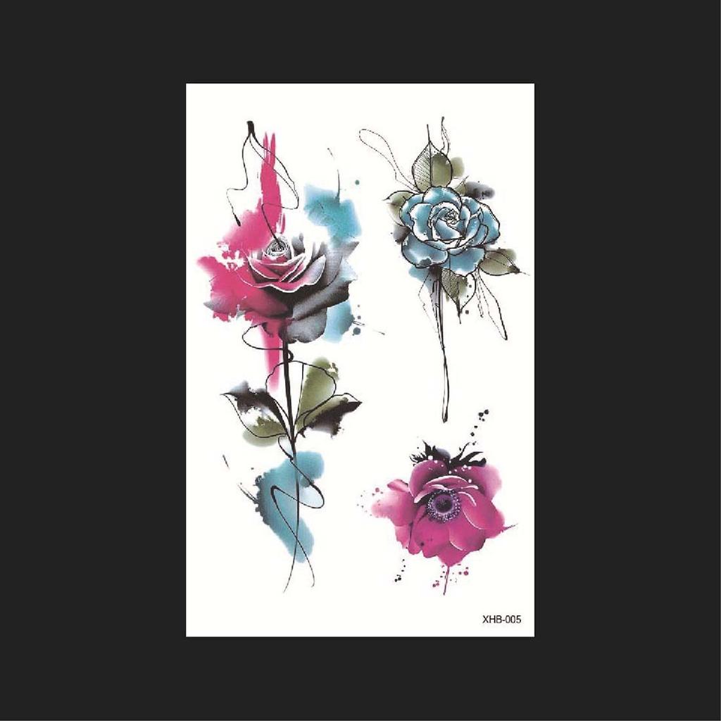 Lasting Leg Body Art Temporary Decal Black Rose Butterfly Design 3D Body Tattoo Sticker Cover Scars