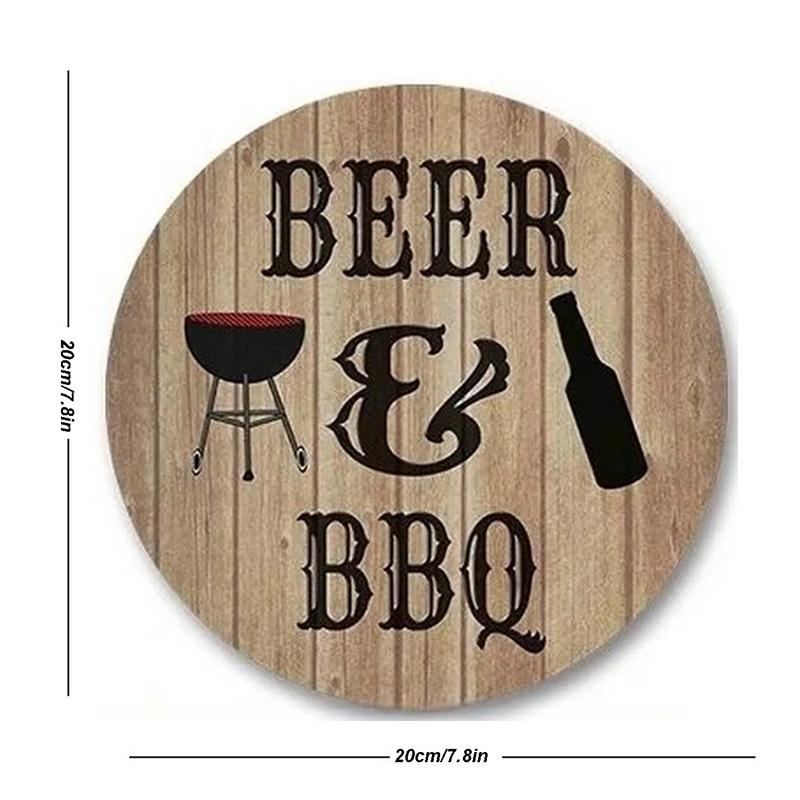 Деревянная винтажная ретро-пивная зона барбекю, круглая металлическая жестяная вывеска, деревенский декор, настенные художественные постеры, забавная железная картина для дома, бара, паба, кафе, гаража, двери, стены