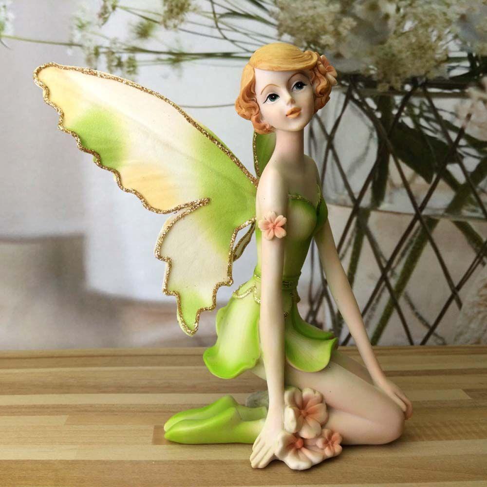 Girl DIY Garden Home Ornament Crafts Fly Fairy Car Decor Angel Figurines Miniatures Flower Fairy
