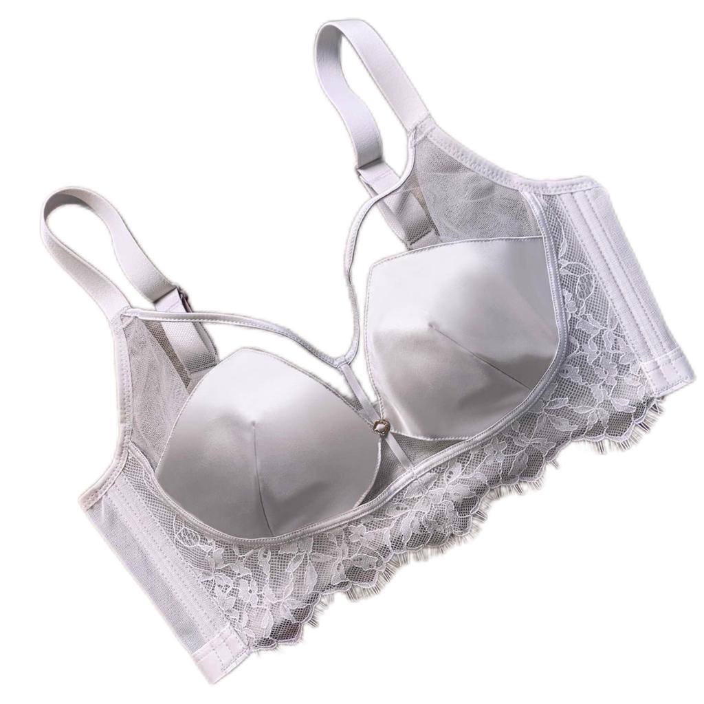 Ultra-thin crystal cup, large chest and small bra, no steel ring to gather underwear, beautiful back adjustment, rabbit ear bra