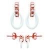 [L4688] - Gold Plated Earrings 'Sissi' White Ceramic (rose Gold) - 10x5 Mm