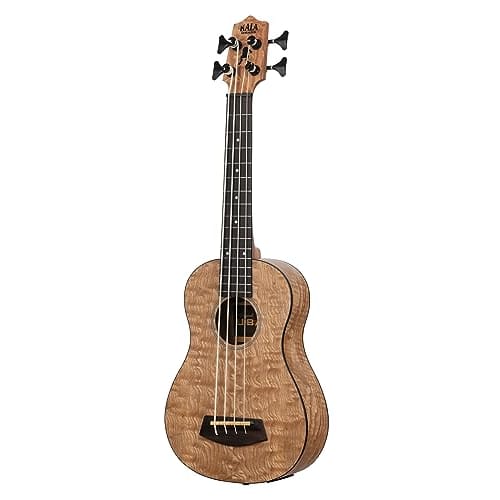 KALA U-Bass Ukulele Bass, Exotic Wood Series, Quilted Ash Body, Roundwound Strings, UBASS-QA-FS, Includes Gig Bag